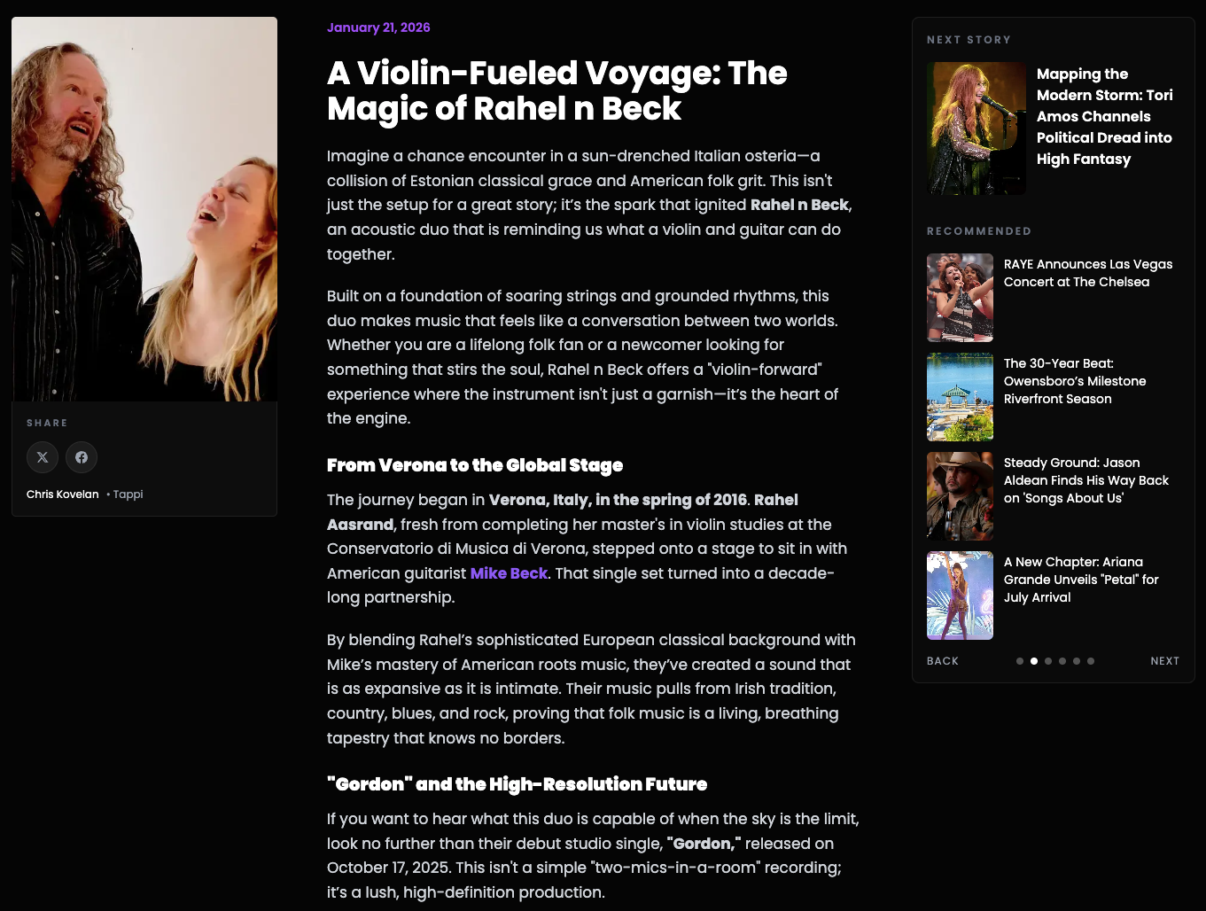 Tappi Story shown as a magazine-style reader on mobile